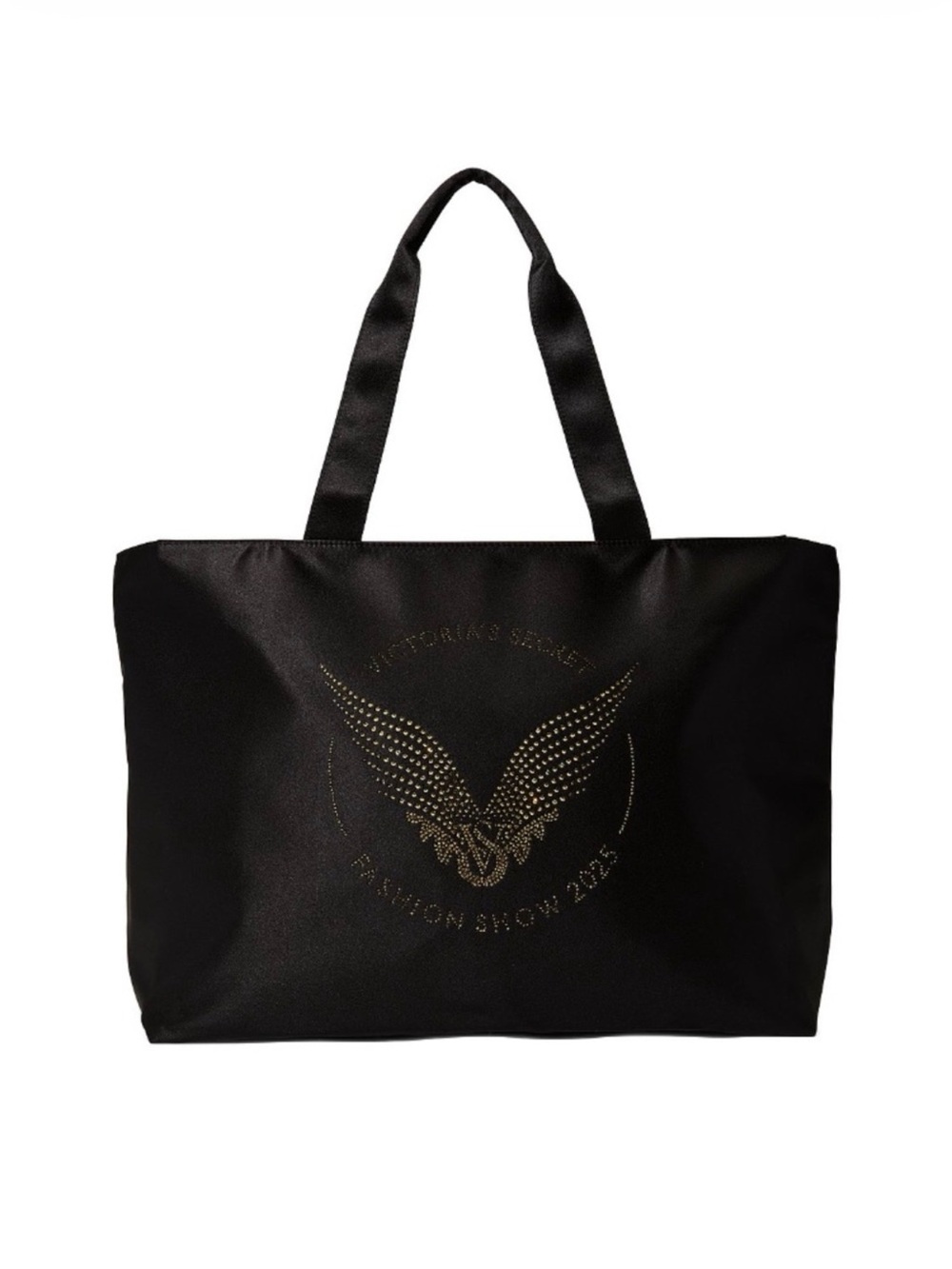 Victoria's Secret Fashion Show 2025 Black Tote with Gold Studded Wing Emblem